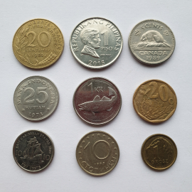№2 Набор монет разных стран происхождения, 9 штук 